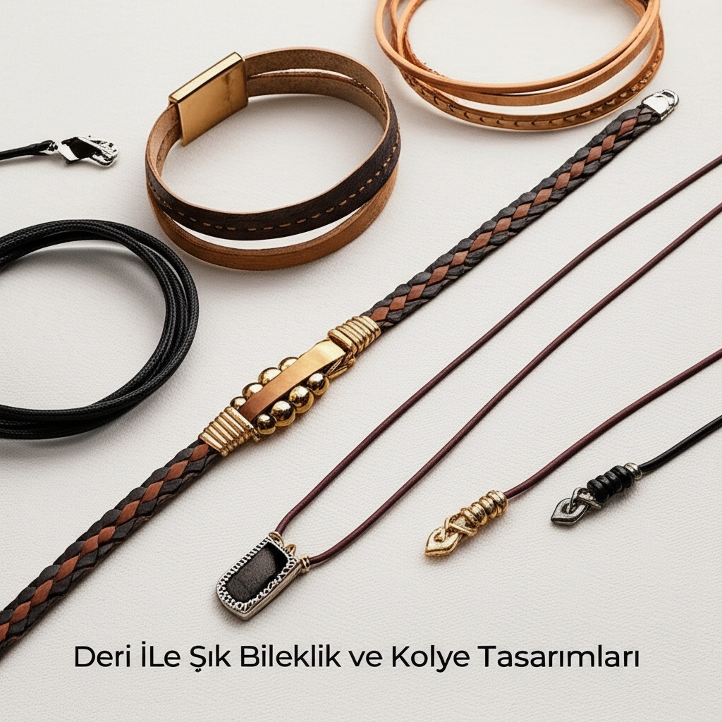 Deri İle Şık Bileklik ve Kolye Tasarımları
